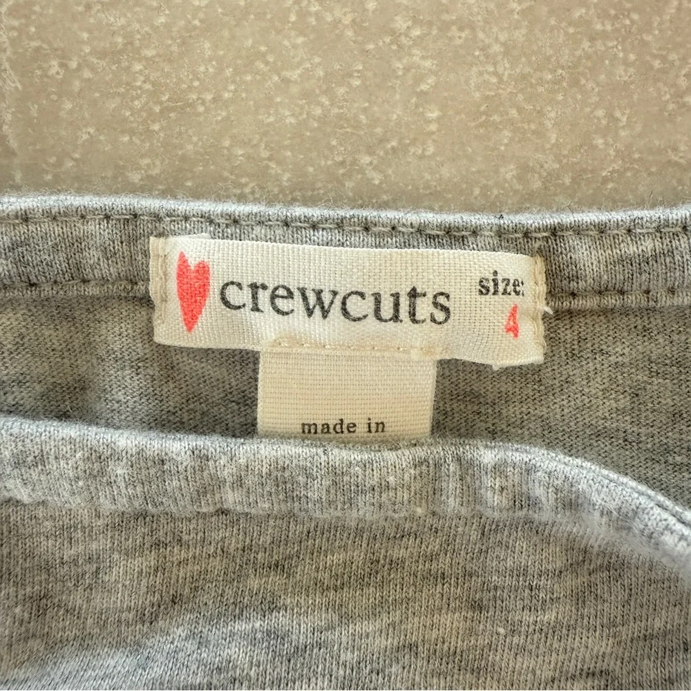 J.Crew Crewcuts Gray Ruffle Top Green Camo Skirt Dress Girls 4 Mixed Media